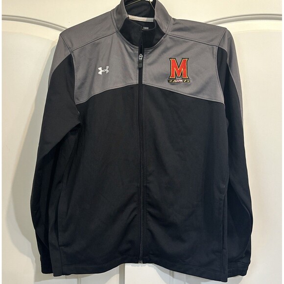 Mens Size Large Under Armour Maryland Terrapins Full Zip Coat Jacket Sweatshirt - Picture 1 of 6